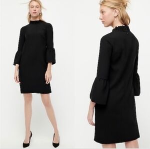 J. Crew Black Ruffle Neck Bell Sleeve Mini Dress